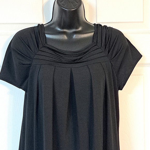 Mary McFadden Collection Black Stretch Shift Dress - Picture 2 of 8
